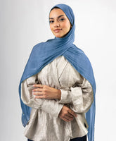 Organza Silk Hijab - Dusty Blue
